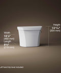 Powerful Class Five Toilet With Bulk Waste Flush for Boss Level Clearing Power, size dimensions, side view, in white