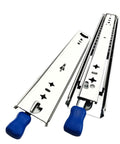 Built To Last Heavy Duty Drawer Slide With Lock-In And Lock-Out Bottom Mounted Concealed Design For Under-Drawer Install Durable Professional Grade Hardware Delivering Smooth Reliable Drawer Operation, metal slides with blue handles