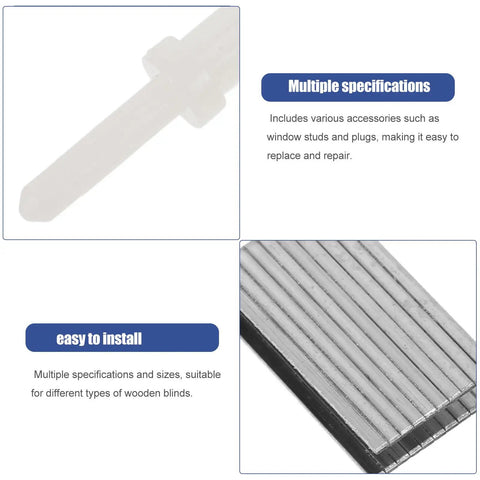 Snappy Swappable Shutter Repair Pins For Window Louvers With No Fuss Install and Heavy Duty Plastic Louver Clips close-up of metal and plastic pins.