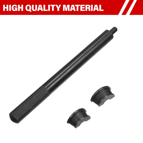 Plobeda wheel bearing race tool with knurled black handle and two black adapters