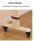 Game Changing Ergonomic Height Adjustable Overbed Table With Smooth Ball Bearing Casters For Mobile Laptop Workstations And Cozy Apartment Living Spaces, showcasing sturdy steel frame and smooth casters.