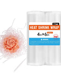 Solid Pack Of Two Hundred Four By Six Heat Shrink Bags Pulling Off A Knockout Tight Seal For Books And Bath Bombs Durable Food Grade Plastic Wrap For Everyday DIY, displayed with decorative flower.
