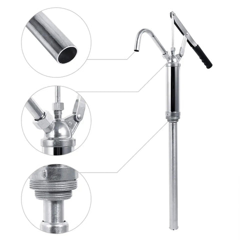 Jiawu Hand Operate Lever Drum Pump For Oil Transfer With Self Adjusting Nozzle Heavy Duty Manual Fluid Dispenser Versatile Suction Tube Fast Efficient Pumping Solution Gadget