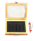 Five Sixteenth Inch Mini Lathe Indexable Carbide Turning Tool Holder Kit With TCMT090204 Inserts in wooden case