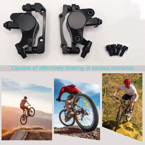 Rock Solid Mechanical Disc Brake Calipers Set For Road And Mountain Bikes black front and rear with mounting screws