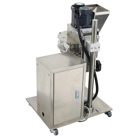 Compact Desktop Semi Automatic Powder Filling Machine Featuring No Sweat Setup And Consistent 10 To 200 Gram Dosing For Coffee Milk Sugar Feed And Bulk Granules, stainless steel construction.
