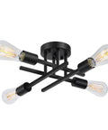 Industrial Four Light Semi Flush Mount Ceiling Light Fixture Matte Black Rustic Sputnik Chandelier For Bedroom And Foyer Farmhouse Style With Vintage Retro Charm And Close To Ceiling Lighting For Cozy Ambiance