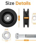 Carriage Wheel Kit For Ladder Hoist Replacement Parts TP250 TP400 4 Pack Rugged Carbon Steel Wheel size details