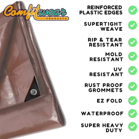 16 Mil Heavy Duty Tarp Cover For Car Boat Camping Tough As Nails All Weather Weatherproof Tear Proof Sun Fade Resistant