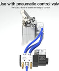 Heavy Duty Pneumatic Clamping Cylinder With Lever Arm Two And A Half Inch Bore Down Acting Grip Clamp For Jigs Fixtures And Mold Pressing Aluminum No Sweat Workhorse showing pneumatic control valve connection.
