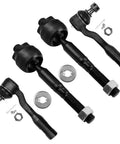 4 Piece Front Suspension Kit With Inner And Outer Tie Rod Ends For Toyota Sequoia 2003-2007 And Toyota Tundra 2003-2006 Bolt On Replacement Steering Components For A Smooth Do It Yourself Install, black steel tie rod ends