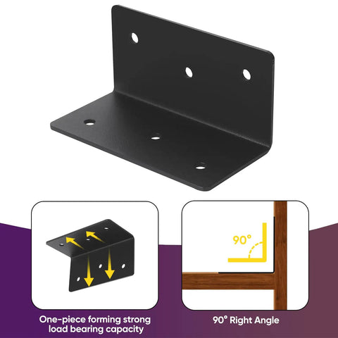 16 Piece Rock Solid L Bracket Set 2 By 2 By 4 Inch 14 Gauge Steel Corner Brackets With Matte Black Finish showcasing a sturdy right angle bracket.