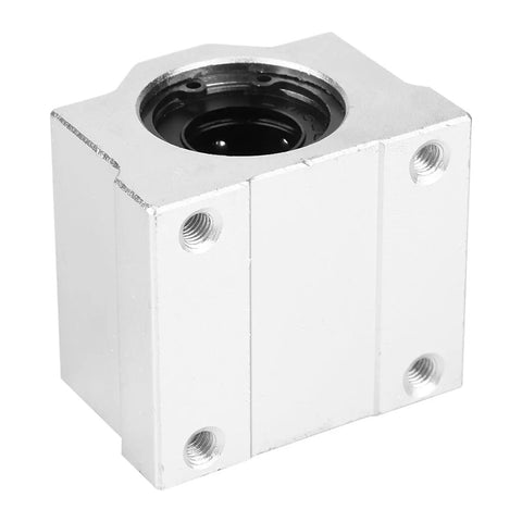 SC30UU 30mm Linear Motion Ball Bearing Slide Block in Precision Aluminum Alloy showing smooth exterior and black ball bearing.