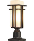 Weatherproof Outdoor Post Lights With Metal Frame And Milk White Frosted Glass Pier Mount, 3 Inch Base, Pillar Lantern