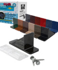 Pack of Fifty Hella Durable Rock Solid Polycarbonate Snow Guards For Metal Roofs featuring assorted colors and waterproof seals.