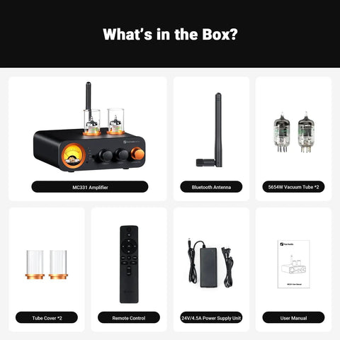 Tube Integrated Amplifier With DAC And Vintage VU Meter, 2 Channel HiFi Power Amp with accessories like remote and tubes.