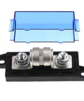 Class T Fuse Block 300 Amp 150Vdc Ir10ka Slow Blow Fuse Holder with a protective blue cover.