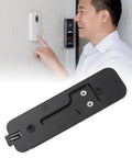 Sturdy Black Back Plate Mount Accessory For Video Doorbell Quick Install And Easy Repair, shown in a front view with a person touching a doorbell