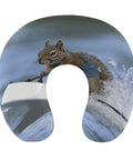 Ultra Comfy U Shaped Travel Neck Pillow For Flights And Long Hauls with squirrel water skiing design, ergonomic memory foam
