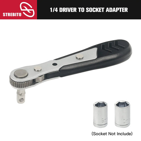 Compact 22 Piece Mini Ratchet Set With 1/4 Inch Drive Right Angle Screwdriver And 36 Tooth Ratcheting Wrench Bits For Tight Spots