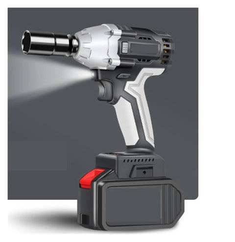 Badass Grip Cordless Brushless Impact Wrench With Smooth High Torque Motor For Auto Repair Scaffolding And Tough Woodworking Projects shown with battery.