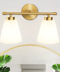 Dope Gold Bathroom Vanity Light Fixture With Frosted Glass Shade Two Light Over Mirror Vanity Lighting Brass Wall Lamps Up Mount