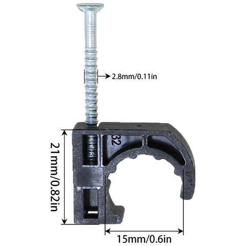 Half Inch Clamp J Hook Pipe Bracket Black Plastic Cable Fixing Clip For PEX Hose Support, Durable Steel Studs, Easy Pipe Insertion