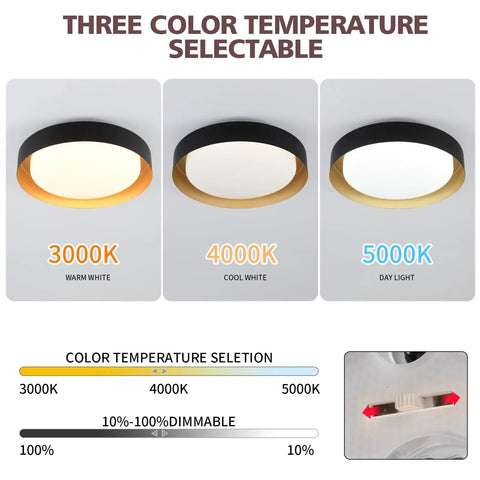 Dope Modern LED Flush Mount Ceiling Light 14 Inch 24W Dimmable Black and Gold Ceiling Lamp With 3 CCT Adjustable color options