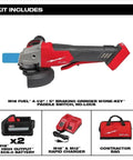 Badass Brushless Angle Grinder Set Featuring Dual High Output Batteries And Rapid Charger, M18 5" grinder kit with battery and charger included.