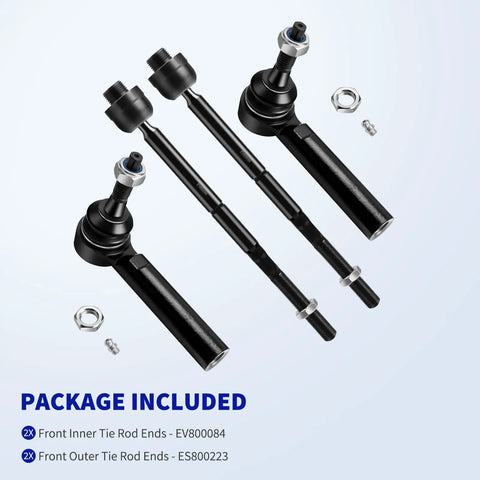 Chevy Silverado 1500 4Pc Front Inner Outer Tie Rod Ends Kit Direct Fit Replacement For 2007 2008 2009 2010 2011 2012 2013 Models Including Avalanche Suburban 1500 Tahoe And GMC Sierra Yukon 1500, black steel parts