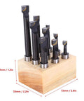 12mm F1 Type Boring Bar Set 9 Piece Pro Grade High Speed Steel Lathe Tools With Storage Base For Precision Internal Turning And Bore Machining On Metalworking Lathes, set in base
