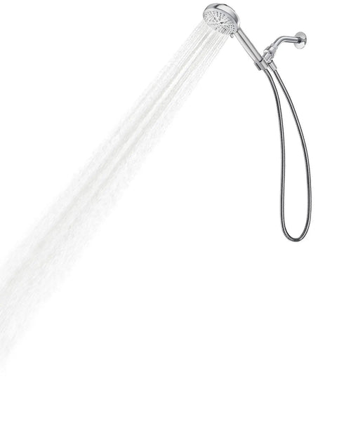 High Pressure Chrome Shower Head With Handheld Sprayer, 8 Spray Settings, water flow showing rainfall massage spray mode