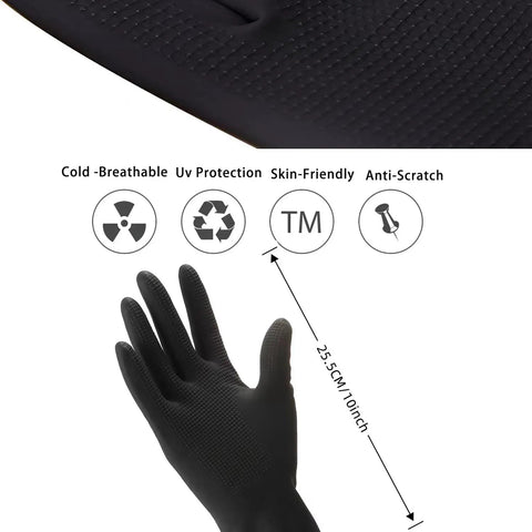 18 Piece At Home Hair Dye Kit With Bowl Brush Agitator Dye Comb Clips Caps Gloves Earmuffs And Storage Bag, black gloves shown