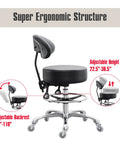 Big Cushion Drafting Chair With Backrest Rolling Stool For Studio Workshop Classroom Lab Or Home Office, adjustable features