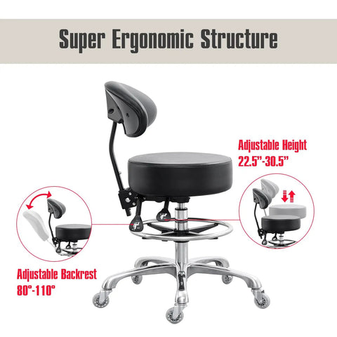 Big Cushion Drafting Chair With Backrest Rolling Stool For Studio Workshop Classroom Lab Or Home Office, adjustable features
