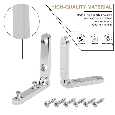 12 Pack Mini Wooden Gift Box Hinges With Screws, 90 Degree, Silver Finish, 30mm by 6mm Hinges with 14mm Hole Distance, Zinc Alloy Construction