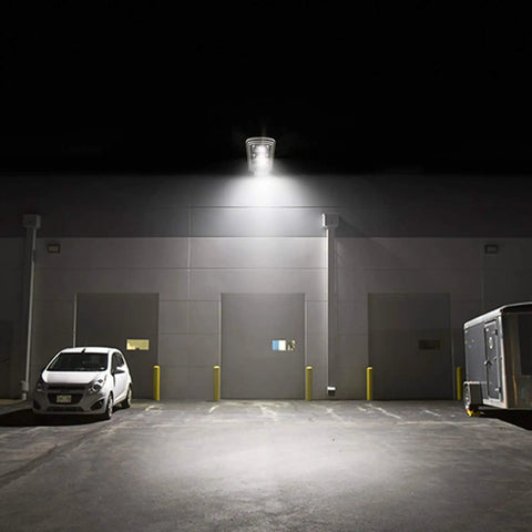 300W Outdoor Solar Street Light With Motion Sensor Dusk To Dawn 6500K illuminating a parking lot at night