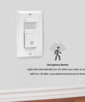 White Occupancy Vacancy Motion Sensor PIR Wall Switch With Three Way Or Single Pole Configuration, wall plate included, installed