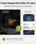 Stay On Top Of Fridge Temps With This WiFi Refrigerator Thermometer Featuring Freezer Alarm, App Alerts, Email And Buzz Notifications, Power Outage Alert, 168 Hour Data Recall, Two Sensors With An Ultra Flat Probe For Home Kitchen Monitoring. Power outage alert screen with app notification on phone
