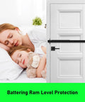 Beefy Security Door Bar For Inward Opening Doors Up To 32 Inches Black Finish, Marine Grade Aluminum Bar With Stainless Steel Brackets, Stud Mounted On Both Sides For Up To 2000 Lbs Battering Ram Resistance on white door