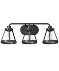 Wicker Park 3-Light Vanity Light Fixture In Weathered Pewter With Old Satin Brass Accents, 24.25 Inches Wide, 8.5 Inches High