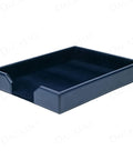 Navy Blue Bonded Leather Letter Tray And Paper Organizer For Desk, Game Changer Luxury Executive Desk Decor with velveteen interior