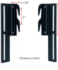 Heavy Duty Headboard Adapter Brackets And Bed Frame Hooks For Metal Beds, black steel brackets with adjustable height, dimensions shown.