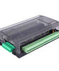 Industrial PLC Controller For 24V DC Power, 24 Input 24 Output, Analog 6AD Module with transparent casing, angled view
