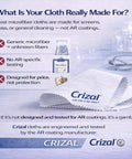 Crizal microfiber eyeglass cleaning cloths, white fabric with blue Crizal logo, two cloths shown.