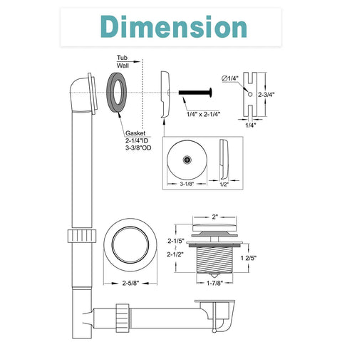 Tip Toe Bathtub Drain Conversion Kit With Overflow Faceplate In Matte Black Solid Brass Construction For Longevity Fits Standard One And Half Inch Bathtub Waste Universal Tub Drain With Top Elbow Easy Install Bath Trim Set
