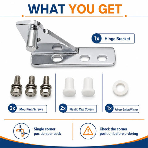 84mm Refrigerator Door Hinge Zinc Chrome With 8mm Pin For French Doors Four Positions Adjustable TL Replacement Beefy Zinc Alloy Chrome Finish