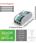Cool 25pc Push In Wire Connector Terminal Block Set With Secure Tool Free Spring Cage Tech And Clear Housing Perfect For Quick Home LED Wiring Projects With 2 Through 5 Pin Configurations For Easy Electrical Upgrades, 223GR W+G+B 3-pin 32A 250V
