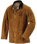 Split Cowhide Welding Jacket With Stand Up Corduroy Collar, Heavy Duty Abrasion Resistant Leather, X-Large, front view