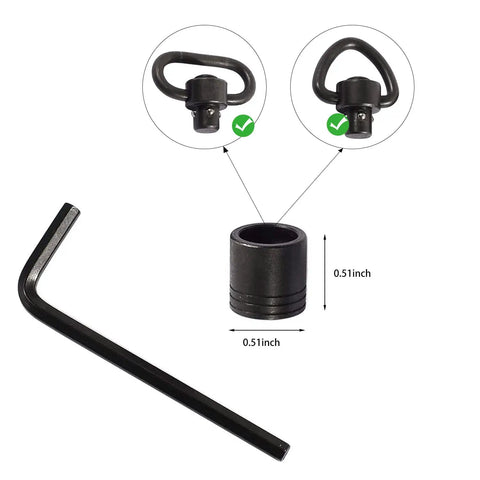 Quick Detach Swivel Stud Base Adapter Kit Built From Black Phosphated Steel With Electrophoresis Finish Includes Allen Key and Measurements